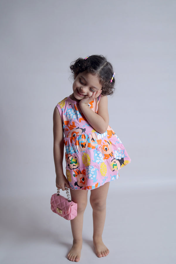 فستان قطني 100% - طبعة ألوان ورسومات جذابة